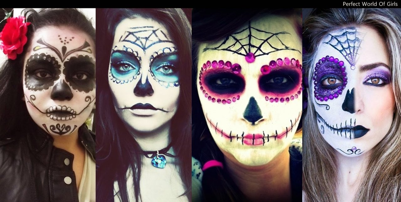 2017秋　ハロウィンメイク　個性的　メキシカンスカル　