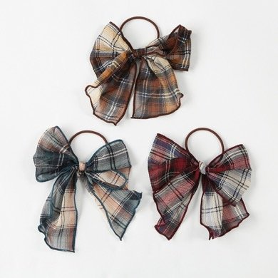 3COINSチェックシフォンリボンPN