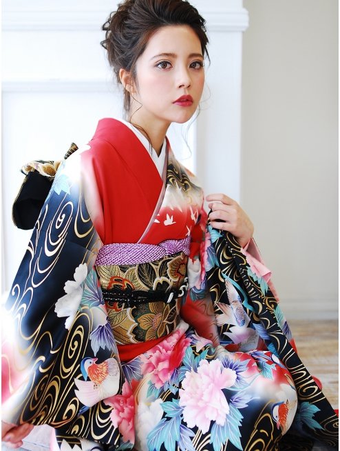 ヘアスタイル　和装　和服　アップスタイル　成人式　編み込み　浴衣　着物