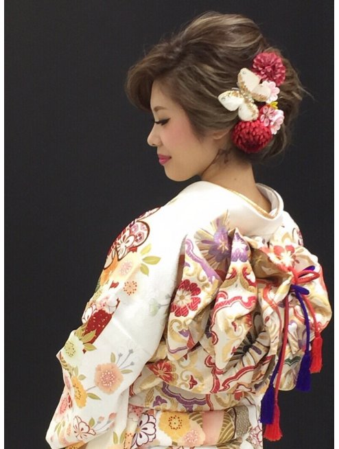 ヘアスタイル　和装　和服　アップスタイル　成人式　浴衣　着物
