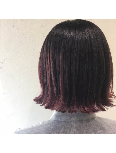 切りっぱなしボブ×モーブピンク
