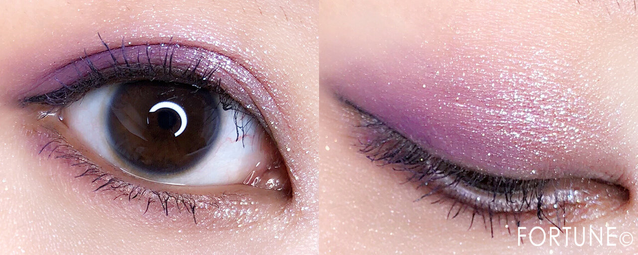 NARS　2018新作　アイシャドー　シングルアイシャドー」と「ハードワイヤードアイシャドー」 5357「シマリングピンクライラック」×5342「イリデッセンドピンクライラック」