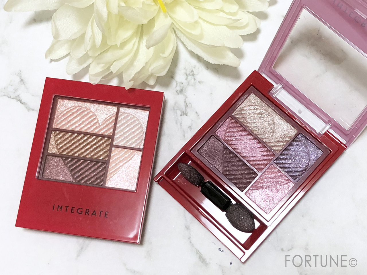 インテグレート 2018秋新作　アイシャドウ　「トリプルレシピアイズ」限定色　「RD516 ベルベットピーチ」「PK517 ダスティーローズ」