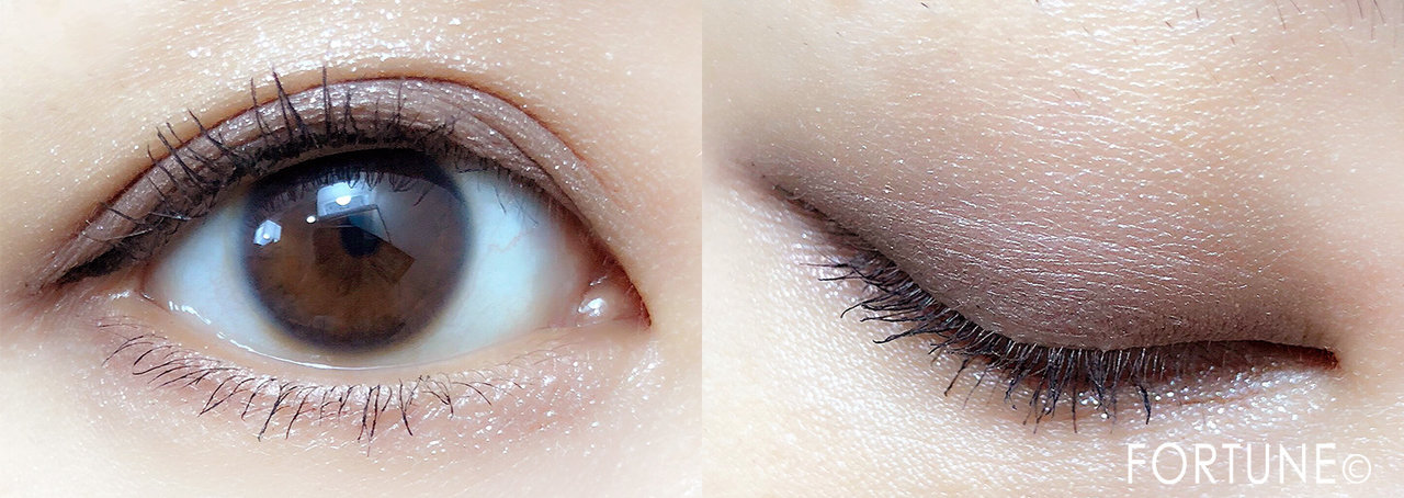 キャンメイクの新作アイシャドウ「パーフェクトスタイリストアイズ」18ビタースウィートメモリー 使用感1