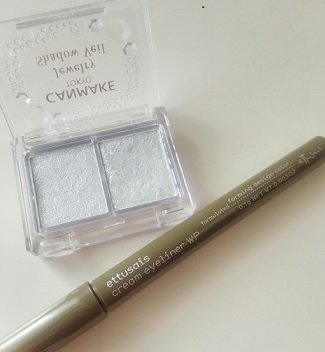 キャンメイク　ジュエルアイシャドウ　エテュセ　カーキブラウンアイライナー