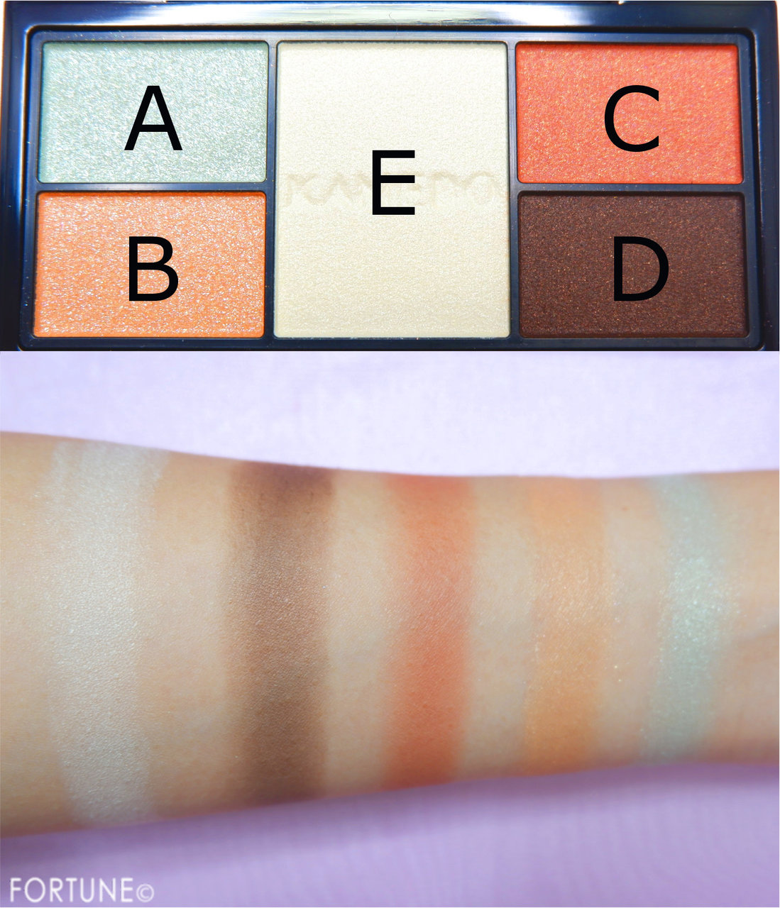 カネボウ「セレクションカラーズアイシャドウ」＃07 Botanic Orange　スウォッチ