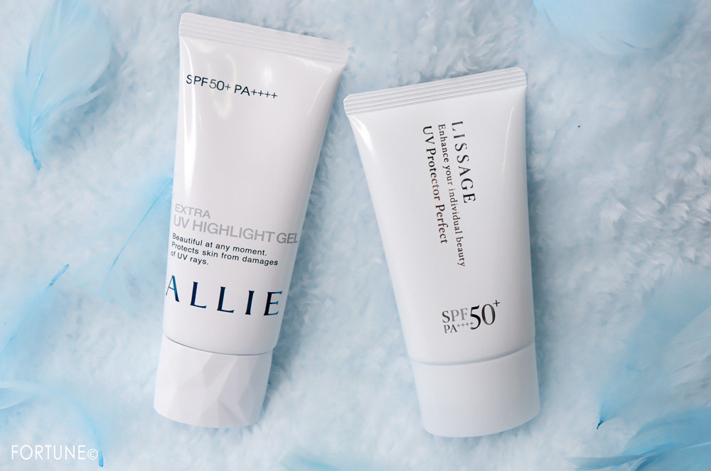 カネボウ化粧品　ALLIE（アリィー）「アリィー　エクストラUV ハイライトジェル」・LISSAGE（リサージ）「リサージ　UVプロテクターパーフェクト」