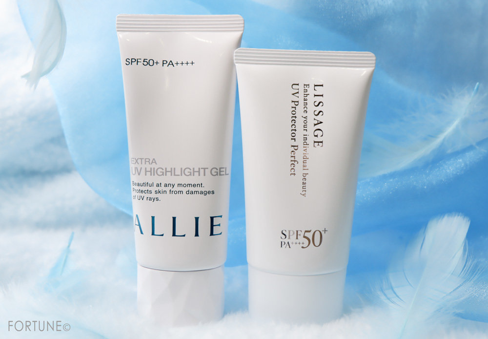 カネボウ化粧品　ALLIE（アリィー）「アリィー　エクストラUV ハイライトジェル」・LISSAGE（リサージ）「リサージ　UVプロテクターパーフェクト」