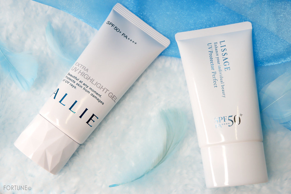 カネボウ化粧品　ALLIE（アリィー）「アリィー　エクストラUV ハイライトジェル」・LISSAGE（リサージ）「リサージ　UVプロテクターパーフェクト」