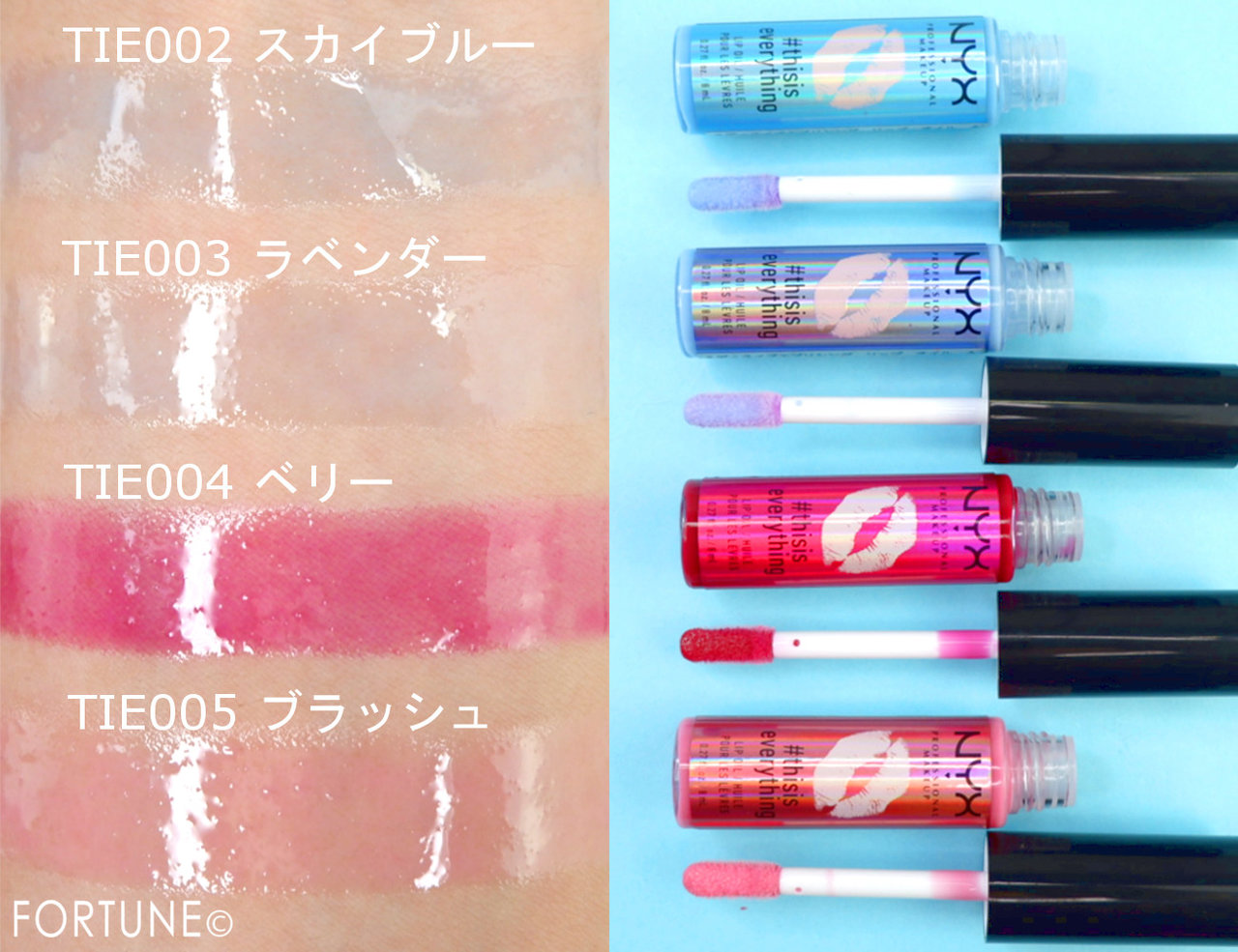 NYX（ニックス）2019新作リップ「ディス イズ エブリシング リップオイルA」スウォッチ