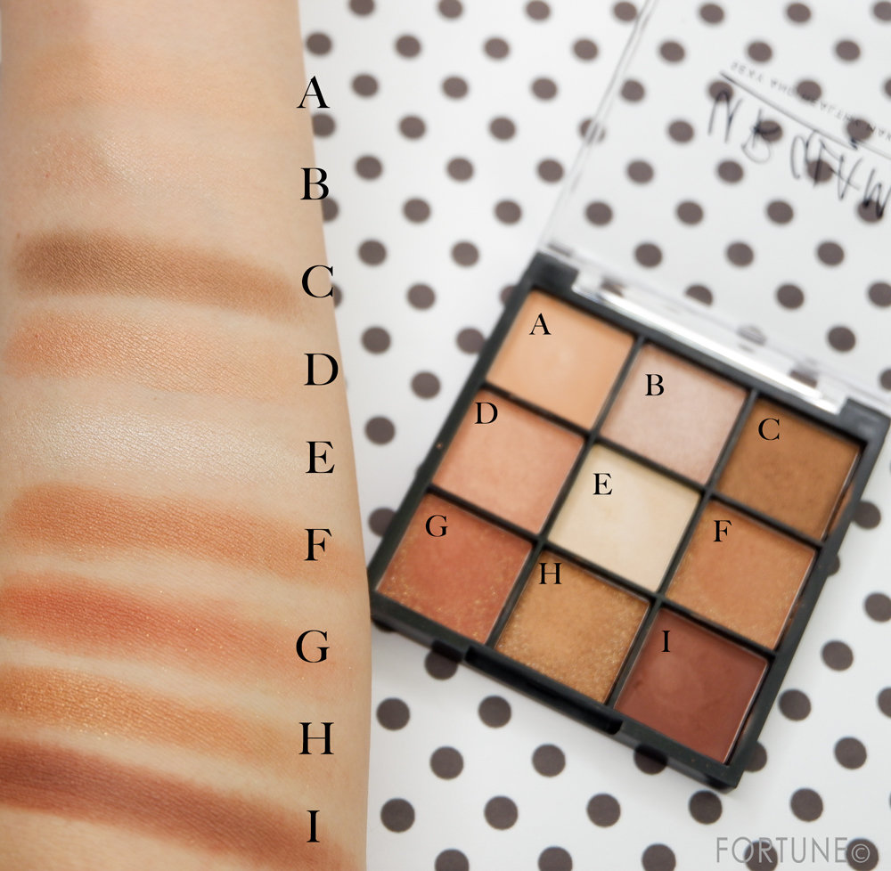 画像：ダイソー【ユーアーグラム(U R GLAM)】「ブルーミング アイカラーパレット 01」スウォッチ