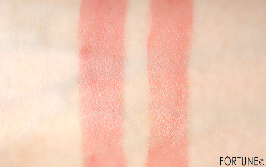 画像：レブロン キス クッション リップ ティント　2019夏新作　フラミンゴリップ　# 310 オレンジ パウト　# 320 スウィート コーラル　スウォッチ