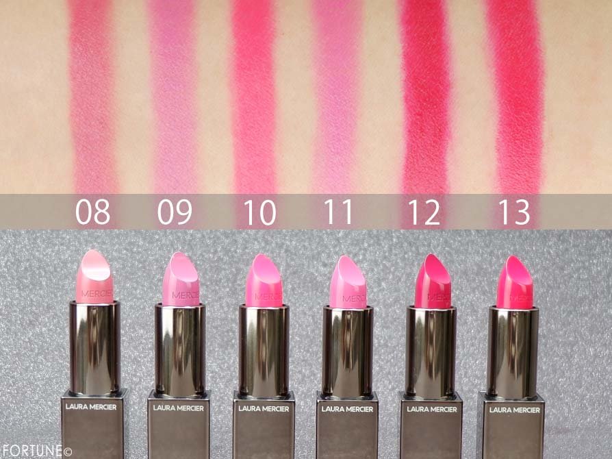 ローラ メルシエ「ルージュ エッセンシャル シルキー クリーム リップスティック」ピンク　スウォッチ