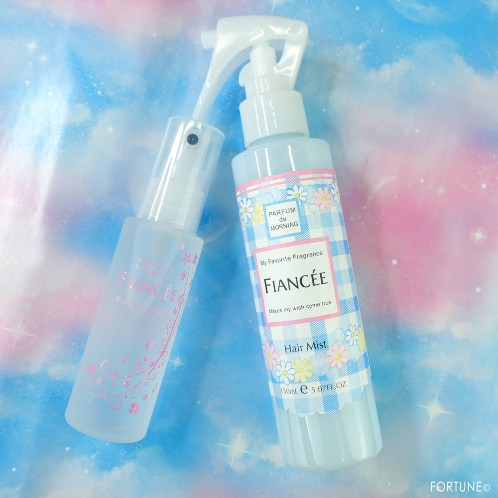 画像：2019新作「フィアンセ ボディミスト 花とつぼみのワルツ」「フィアンセ フレグランスヘアミスト はじまりの朝の香り」