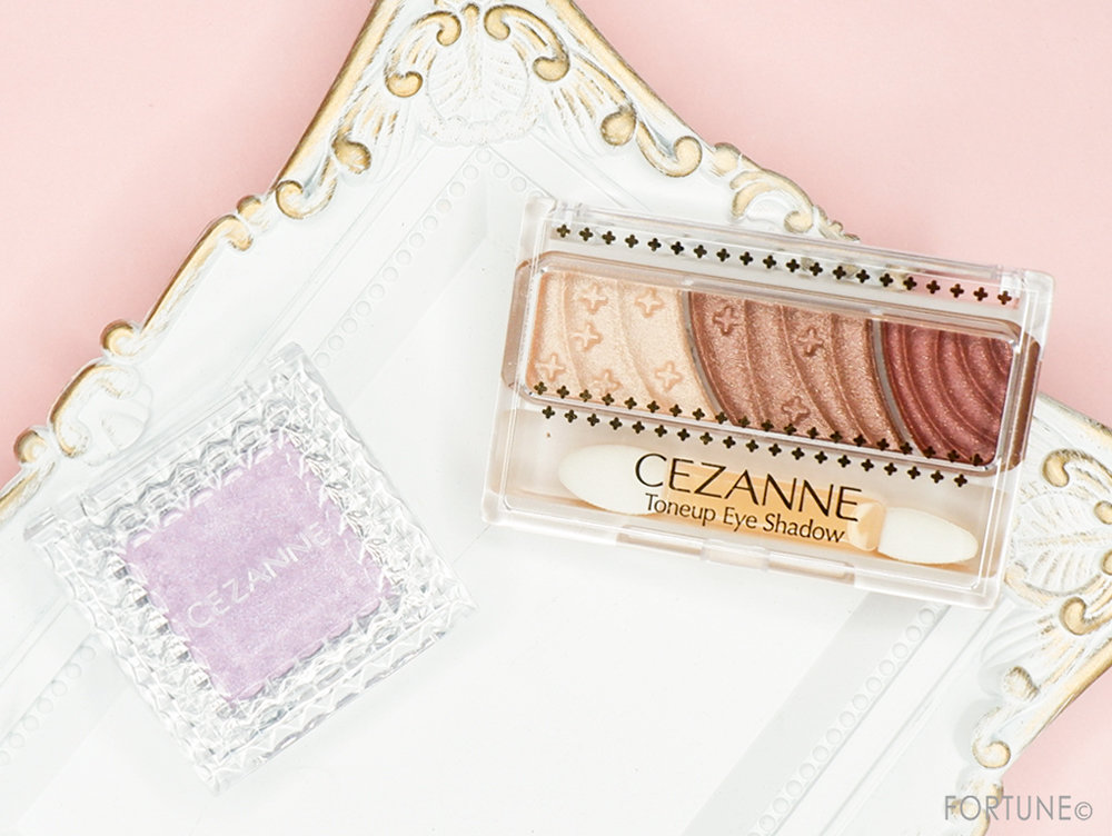 セザンヌ／シングルカラーアイシャドウ　05（ピュアラベンダー）／トーンアップアイシャドウ　07（レッドブラウン）