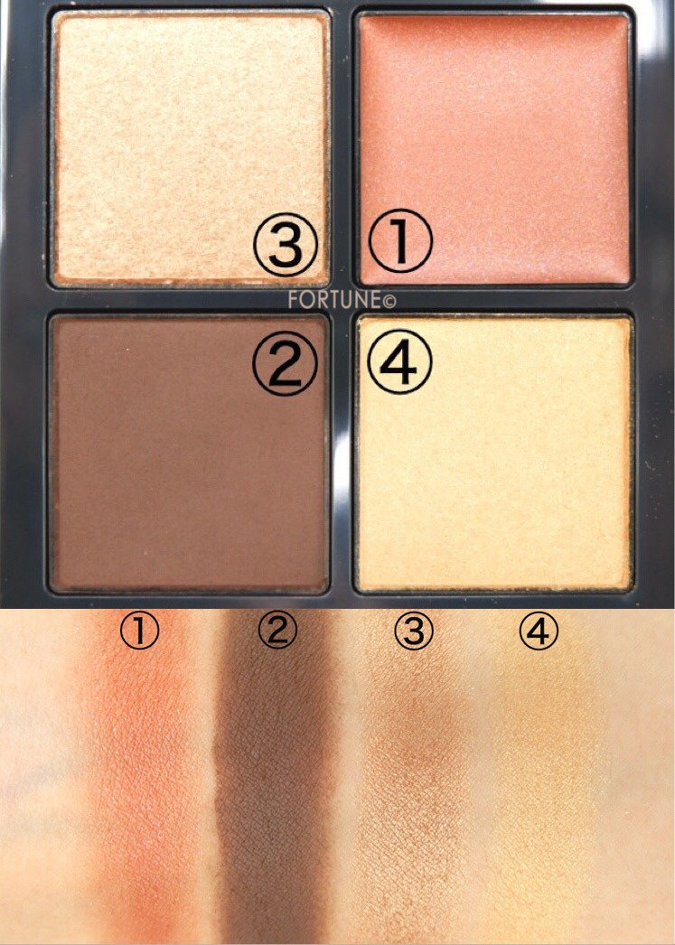 THREE(スリー)秋冬コレクション「ディメンショナルビジョンアイパレット」03 AMBER GAZING スウォッチ