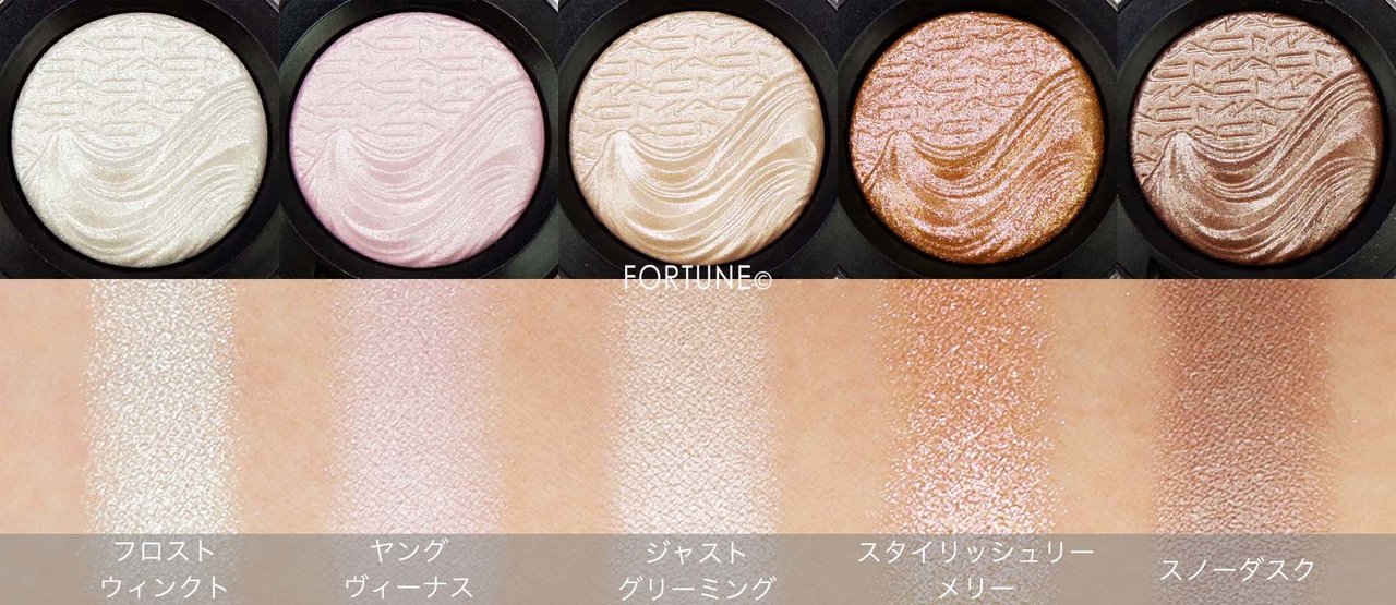 画像：M·A·C 「エクストラ ディメンション アイシャドウ」　スウォッチ