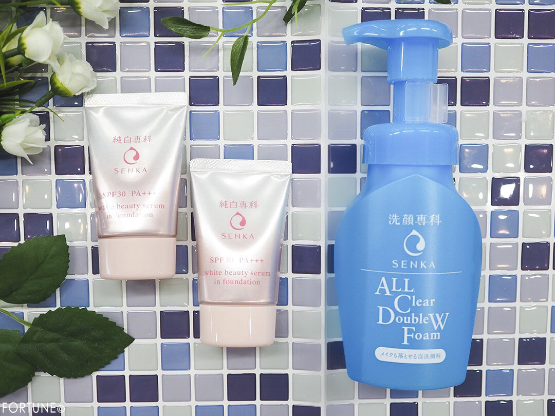 画像：純白専科「すっぴん色づく美容液フォンデュ」洗顔専科「メイクも落とせる泡洗顔料」