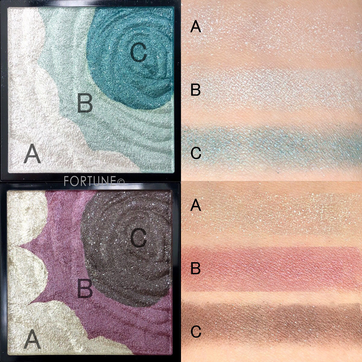 画像：KATE（ケイト）「アイシーローズシャドウ」BU‐1／PU‐1　スウォッチ