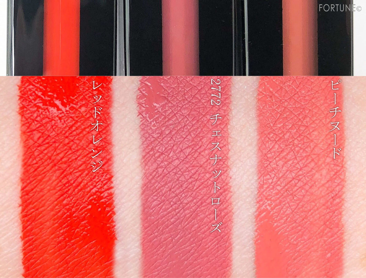 画像：NARS 2019クリスマスコフレ「オールアクセス パワーマットリップピグメントセット」スウォッチ