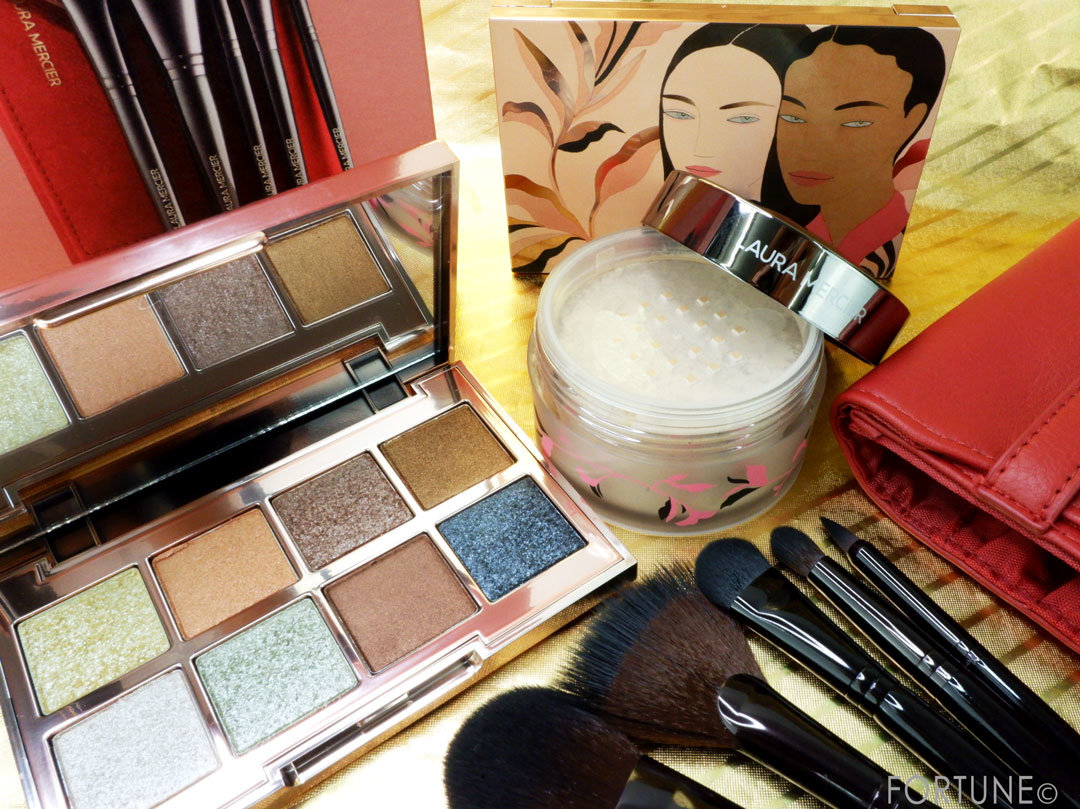 画像：ローラ メルシエ　「ファイン アート アイ シャドウ パレット」「ペイント ザ タウン リュクス ブラシ コレクション」「トランスルーセント ルース セッティング パウダー グロウ リミテッド エディション」　2019クリスマスコフレ