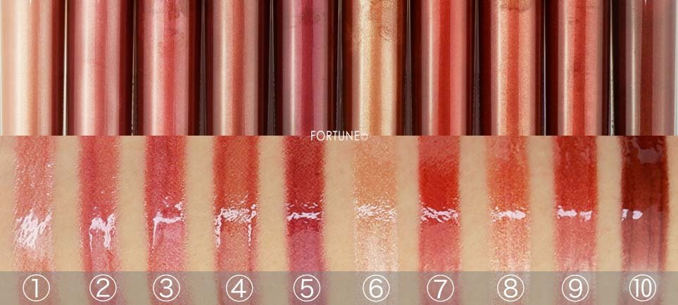 画像：ベアミネラル「ジェン ヌード メタリック パテント リップラッカー」 スウォッチ