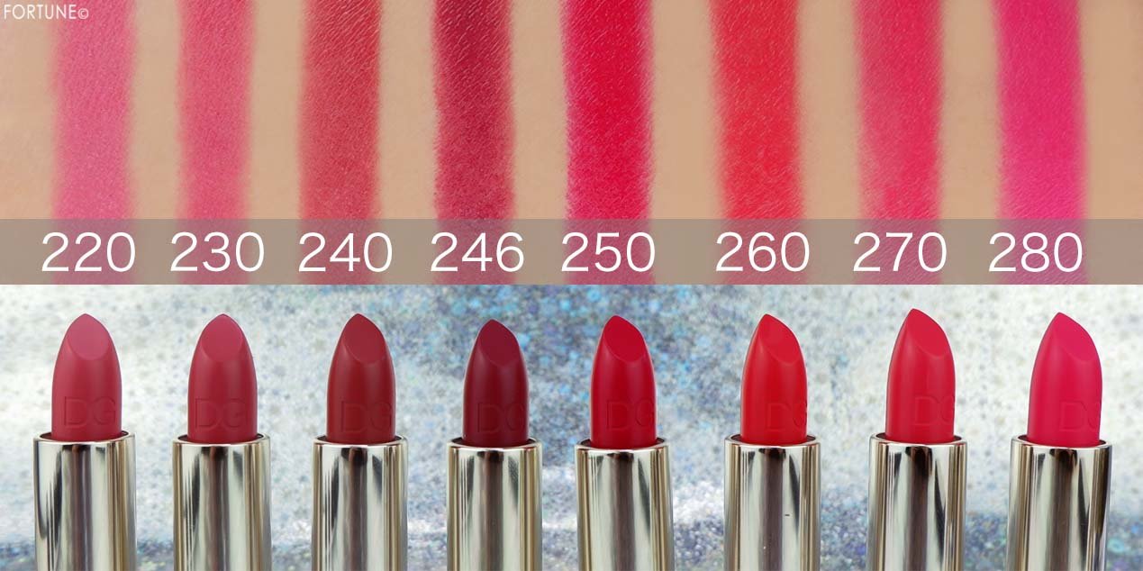 画像：ドルチェ＆ガッバーナ ビューティ「ザ・オンリーワン ルミナスカラー リップスティック」スウォッチ