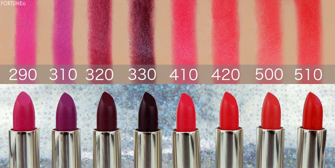 画像：ドルチェ＆ガッバーナ ビューティ「ザ・オンリーワン ルミナスカラー リップスティック」スウォッチ