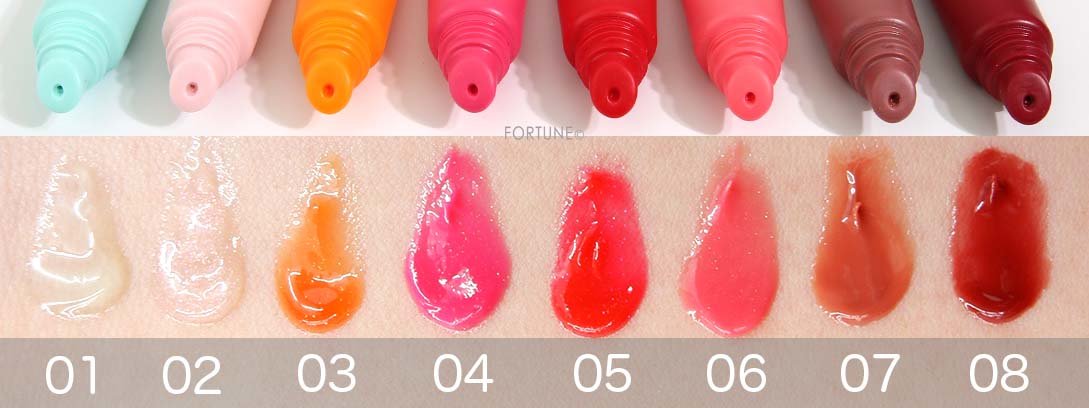 画像：エテュセ「リップエディション（グロス）」全8色　スウォッチ