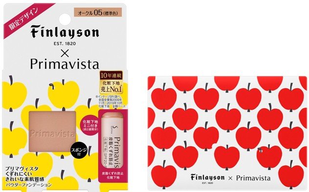 プリマヴィスタ×フィンレイソン「プリマヴィスタ　きれいな素肌質感パウダーファンデーション（皮脂くずれ防止　化粧下地ミニサイズ付き」「プリマヴィスタ　パウダーファンデーション　限定コンパクトケース」
