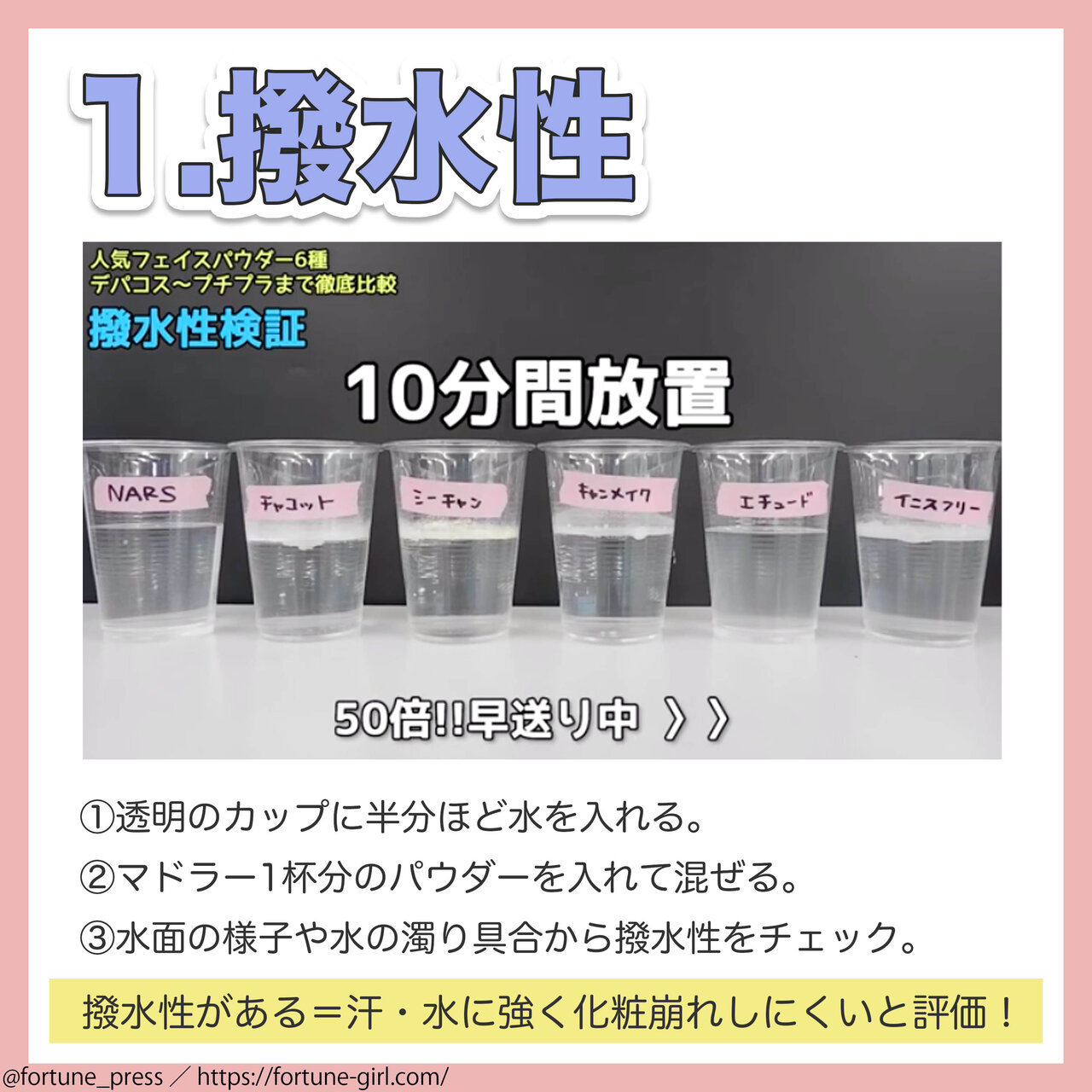 ふぉーちゅんコスメ検証：フェイスパウダー6種