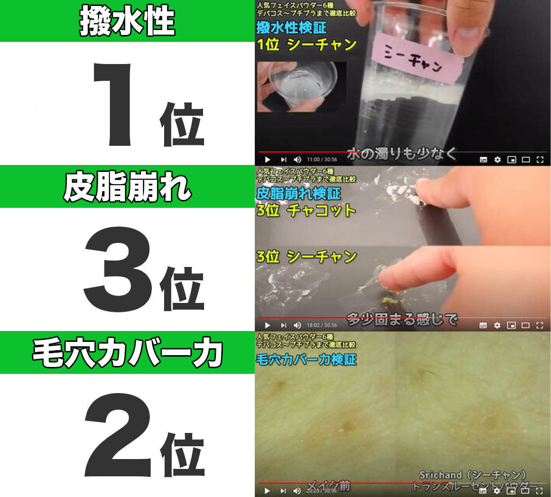 ふぉーちゅんコスメ検証：フェイスパウダー6種  Srichand（シーチャン）