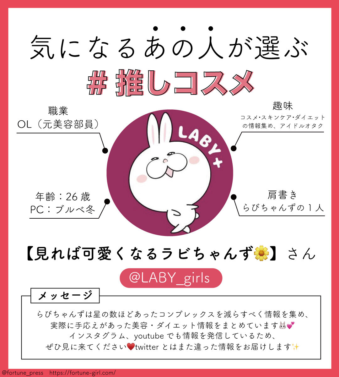 画像：FORTUNE推しコスメ インフルエンサー 美容垢【見れば可愛くなるラビちゃんず】さん
