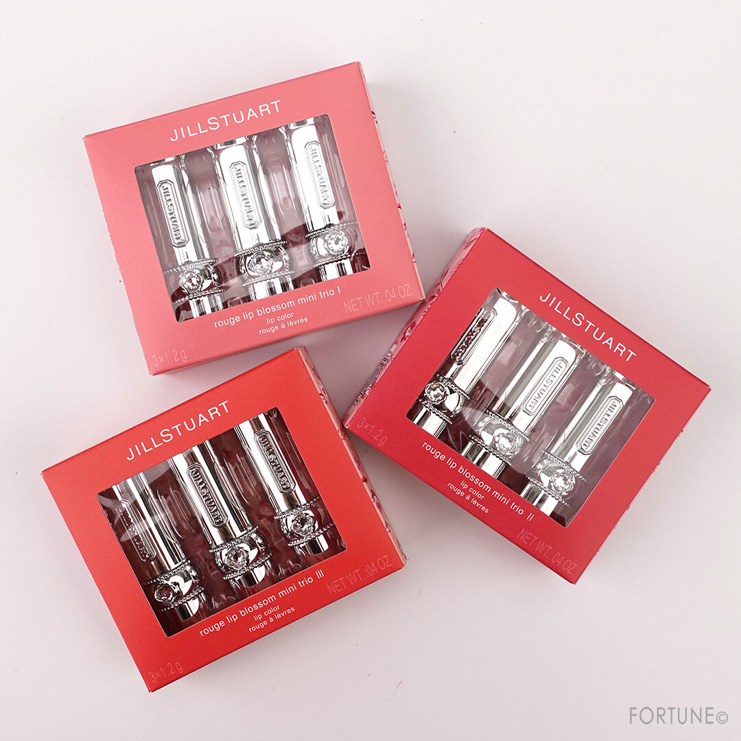 JILL STUART(ジルスチュアート) 2020年冬限定セット/新作コスメ「ジルスチュアート ルージュ リップブロッサム ミニ トリオ Ⅰ・Ⅱ・Ⅲ」全色スウォッチ・レビュー・使用レポ