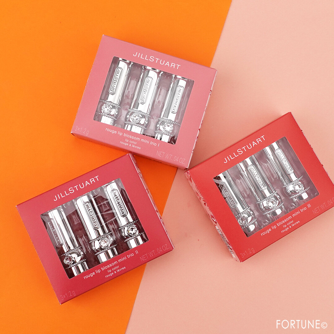 JILL STUART(ジルスチュアート) 2020年冬限定セット/新作コスメ「ジルスチュアート ルージュ リップブロッサム ミニ トリオ Ⅰ・Ⅱ・Ⅲ」全色スウォッチ・レビュー・使用レポ