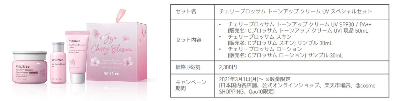 innisfree/イニスフリー「チェリーブロッサム トーンアップ クリーム UV スペシャルセット」