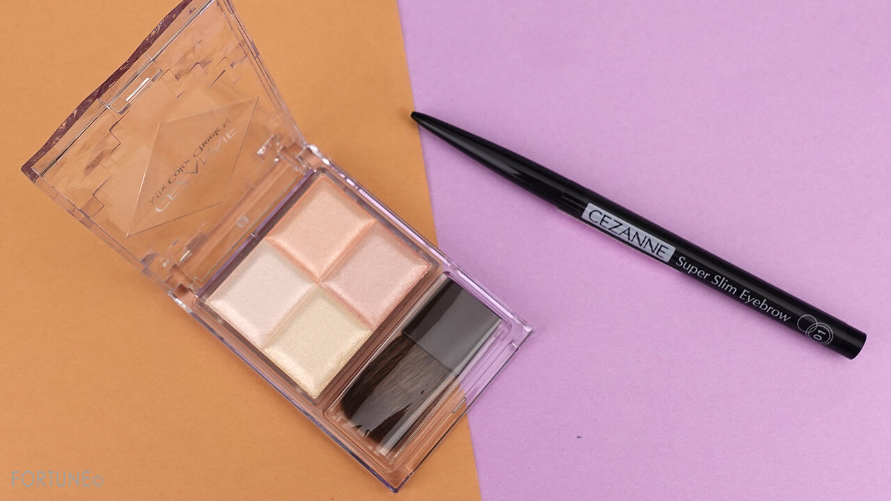 CEZANNE/セザンヌ『超細芯アイブロウ 01ライトブラウン』『ミックスカラーチークN 10ペールハイライト』