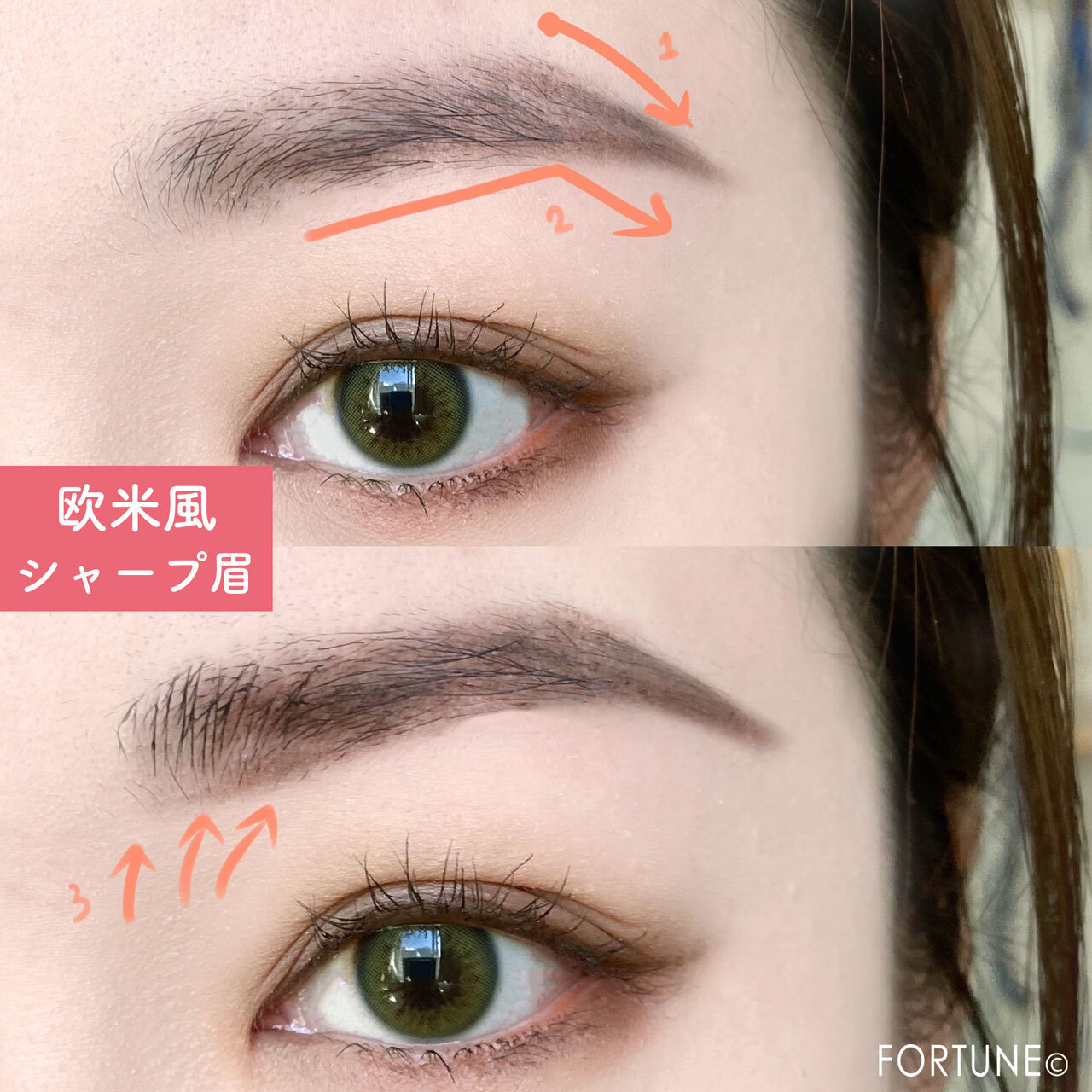 印象別 眉メイクの描き方 欧米風シャープ眉