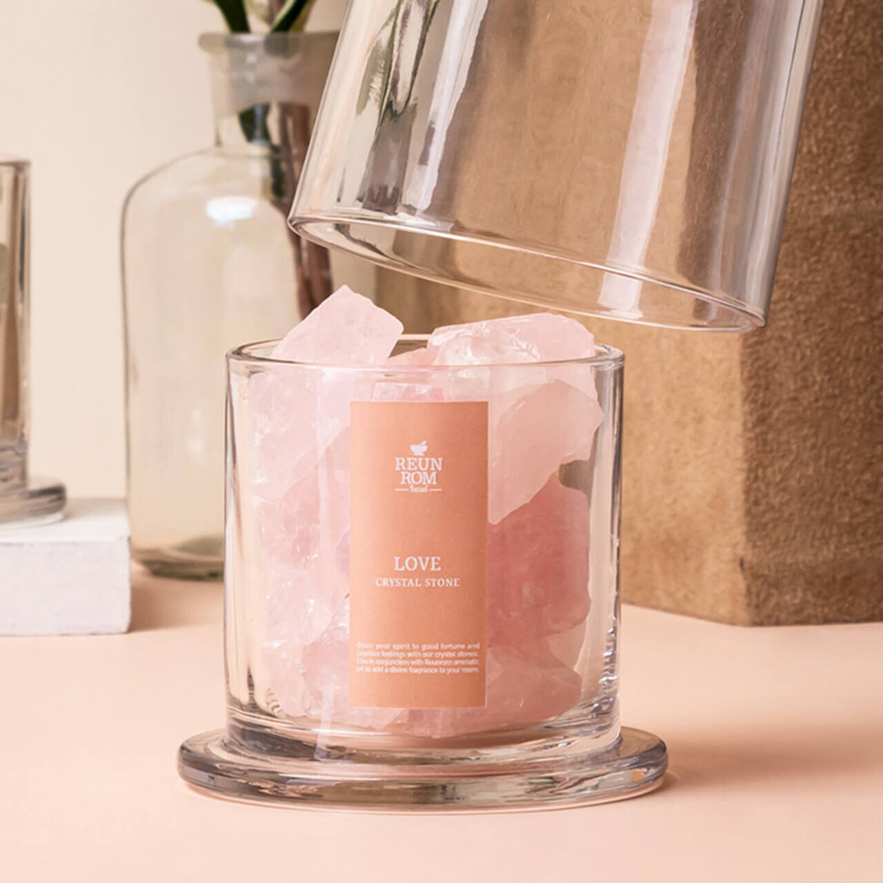 REUNROM（レンロン）クリスタルストーンディフューザー LOVE（ピンク）ローズクォーツ