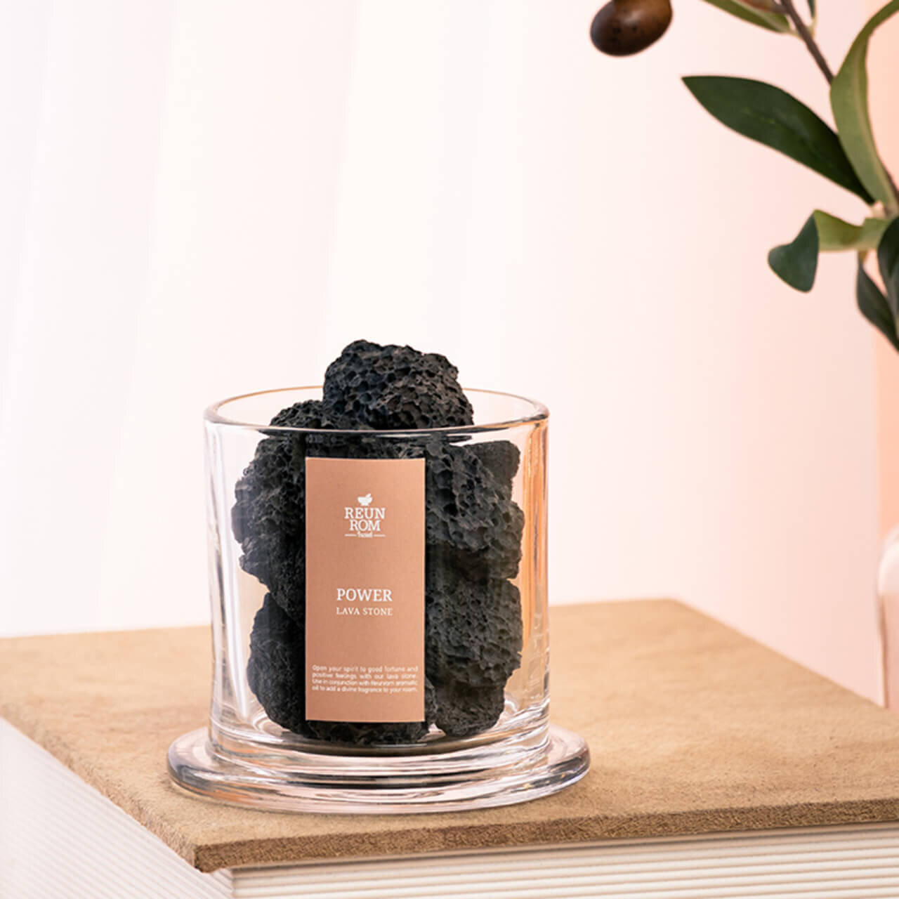 REUNROM（レンロン）クリスタルストーンディフューザー POWER（ブラック）ラバストーン