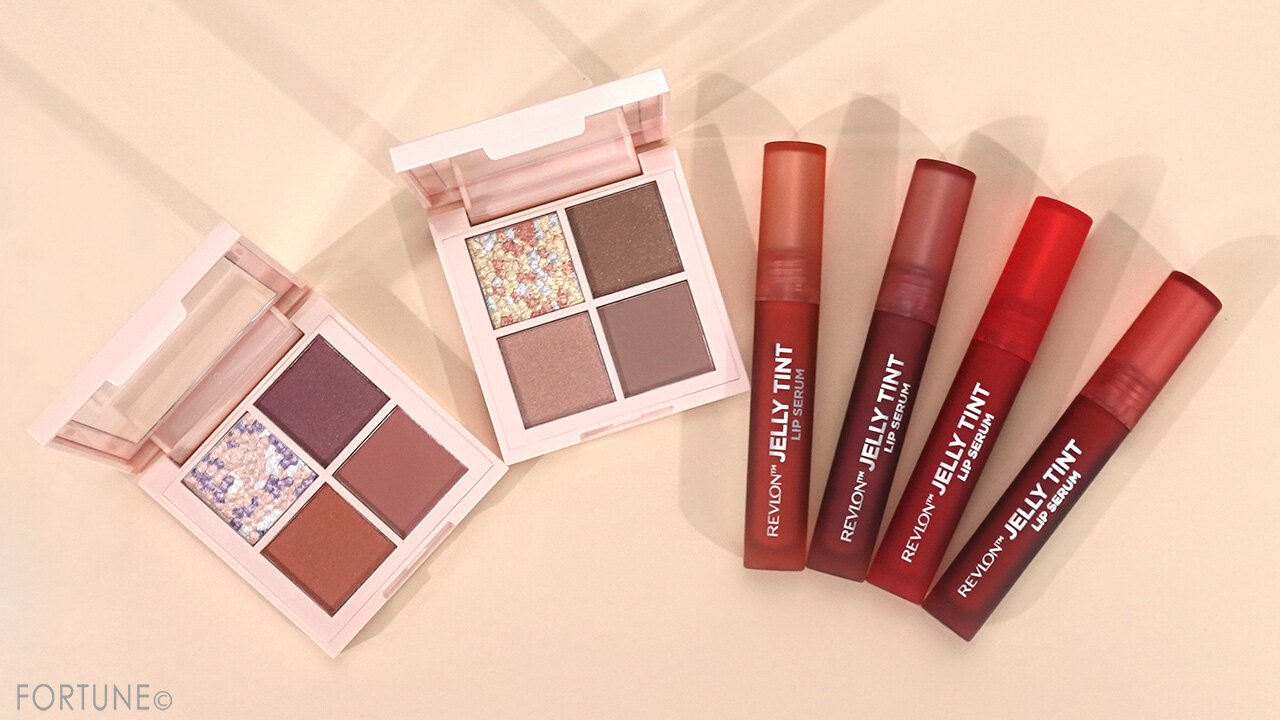 REVLON（レブロン）　2024年春新作コスメ　『レブロン ダズル アイシャドウ クアッド』　『レブロン ジェリー ティント リップ セラム』　