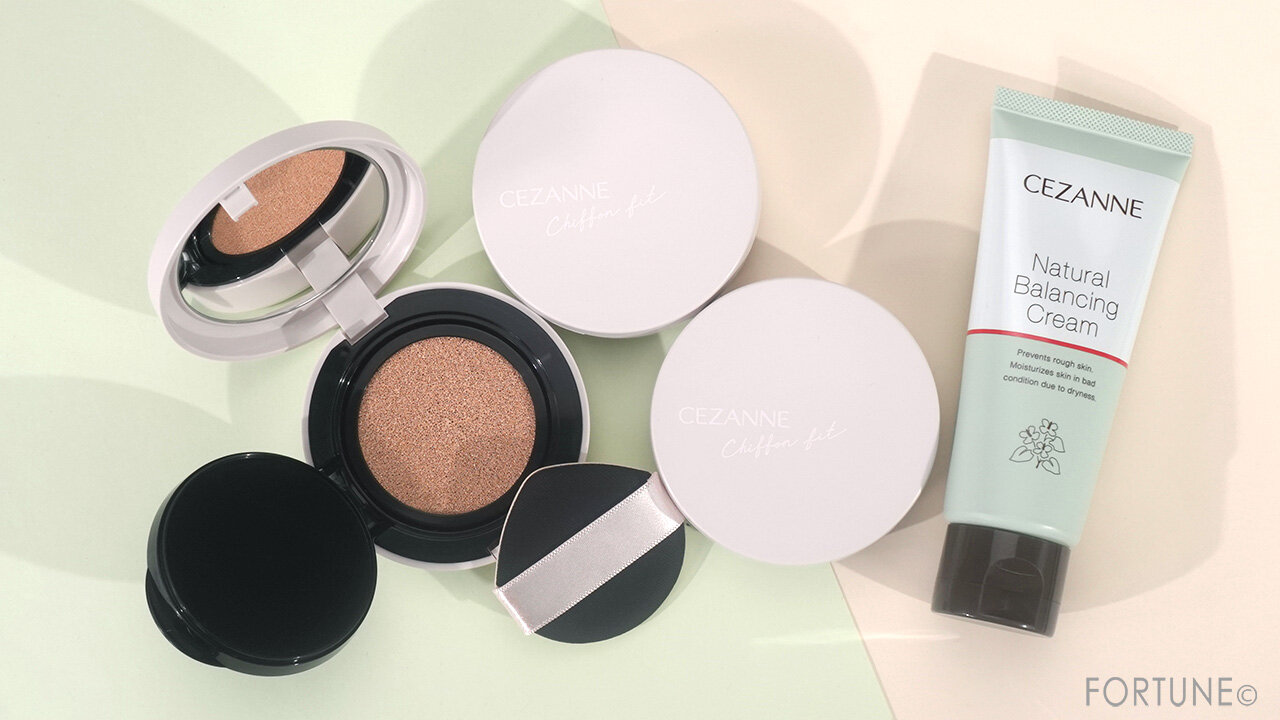 CEZANNE（セザンヌ）　2024年春新作コスメ　『セザンヌ　シフォンフィットクッションファンデーション』　『セザンヌ　ナチュラルバランシングクリーム』