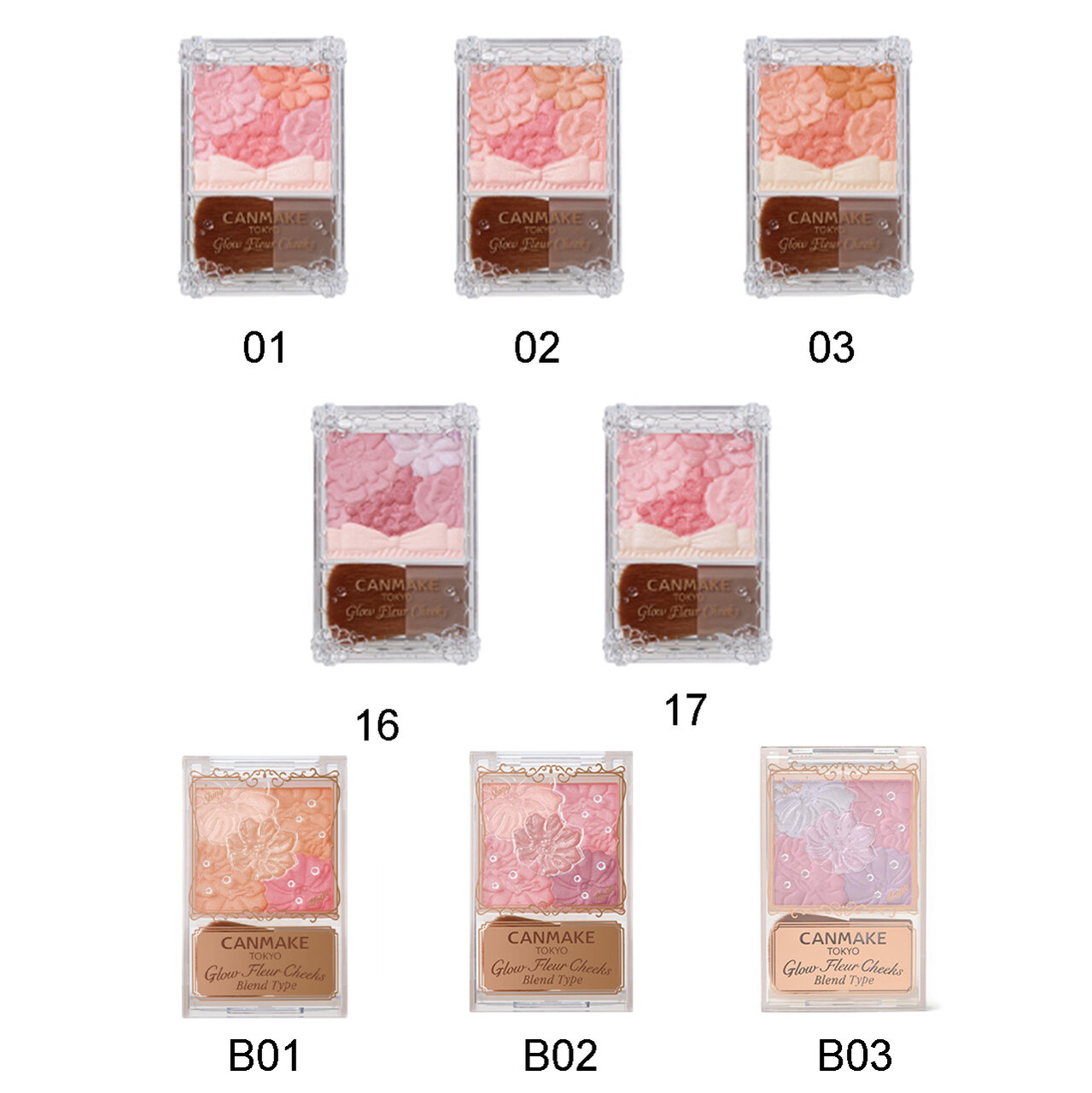 CANMAKE（キャンメイク）　グロウフルールチークス　カラーバリエーション