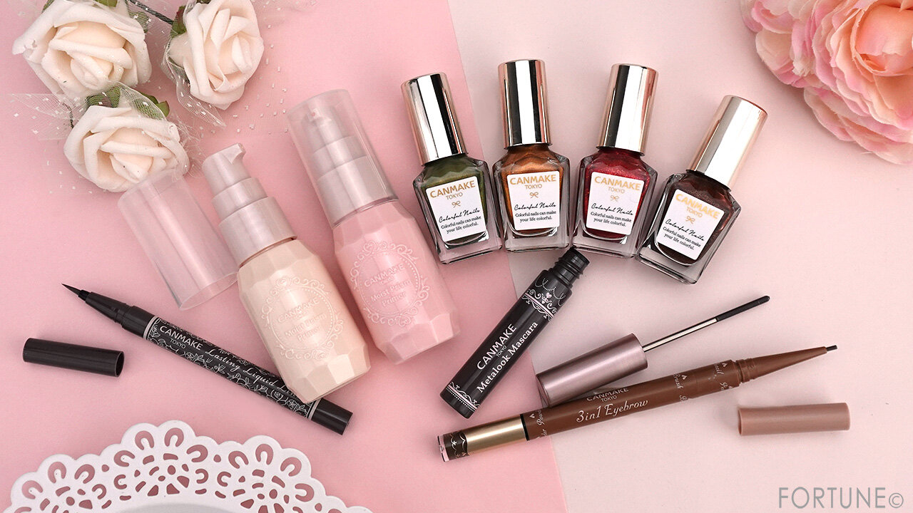 CANMAKE（キャンメイク）　2024年秋新作コスメ　『ラスティングリキッドライナー』　『メタルックマスカラ』　『3in1アイブロウ』　『カラフルネイルズ』　『モイストプリズムプライマー』