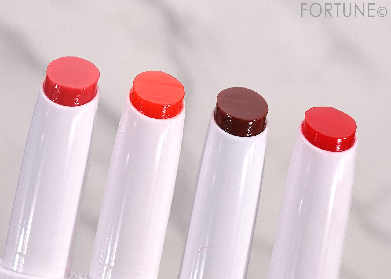 Lipit.（リップイット）　『Lipit.　クリッククリック ラバリップ』　01 ローズハニープリン　　02 ピーチシロップ　03 チョコフォンダン　04 ベリーフォンデュ