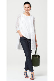 ラッセルレースのホワイトロングジャケット|フェリシモ (377425)