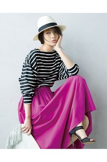 IEDIT コットンリネンのフィッシュテールスカート〈ラズベリーピンク〉|フェリシモ (377441)