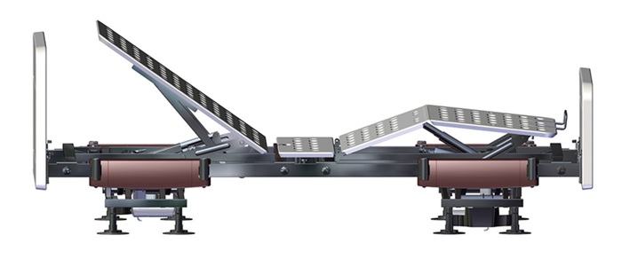 主力のアルミ製ベッド。1 ユニットあたり12kg未満で、持ち運びやメンテナンスが容易