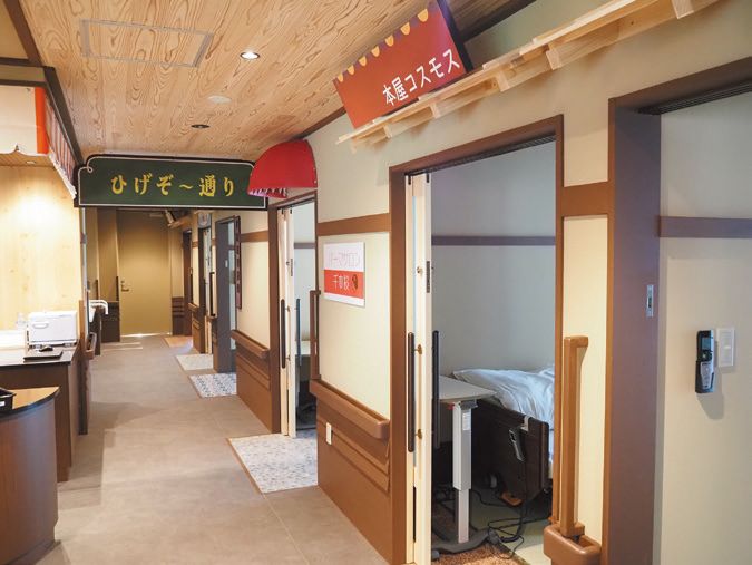 内装のコンセプトは「昭和レトロ」。各泊まり部屋に店看板が