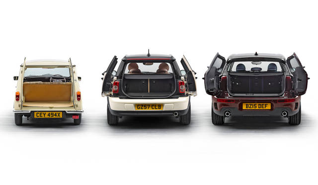 MINI Clubman|ミニ クラブマン 094 歴代クラブマン。左から、ミニ クラブマン エステート(1980)、MINI クーパーD クラブマン(2007)、そして今回のMINI クーパーS クラブマン